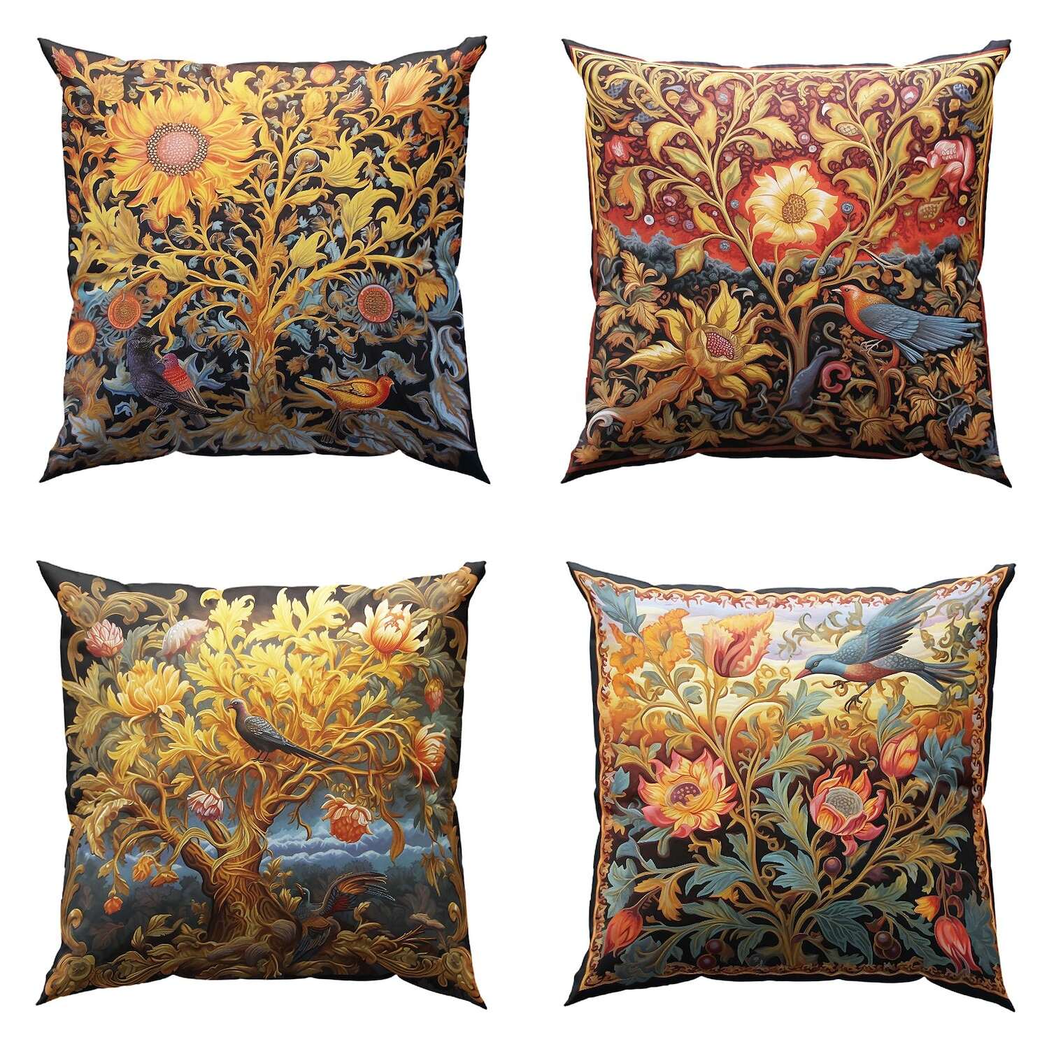 Tree of Life Double Side Pillow Cover 4PC Soft Decorative Square Cushion Case Pillowcase for Bedroom Livingroom Sofa Couch Chair