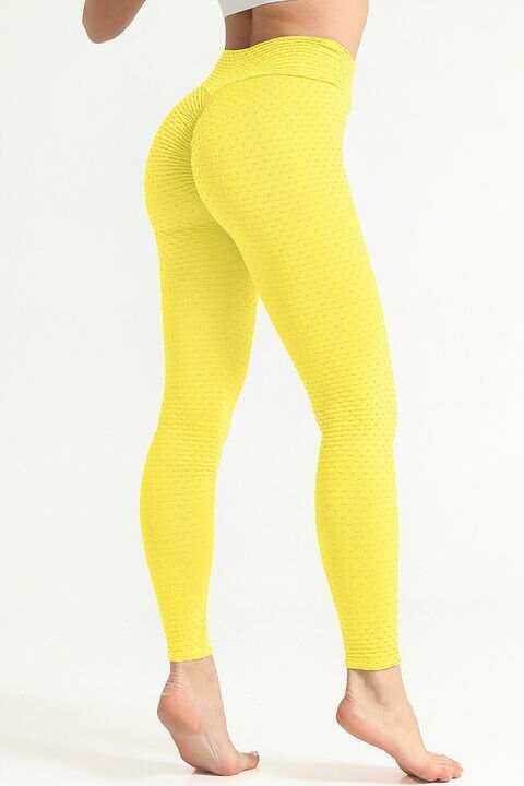 Solid Textured Scrunch Butt Sports Legging