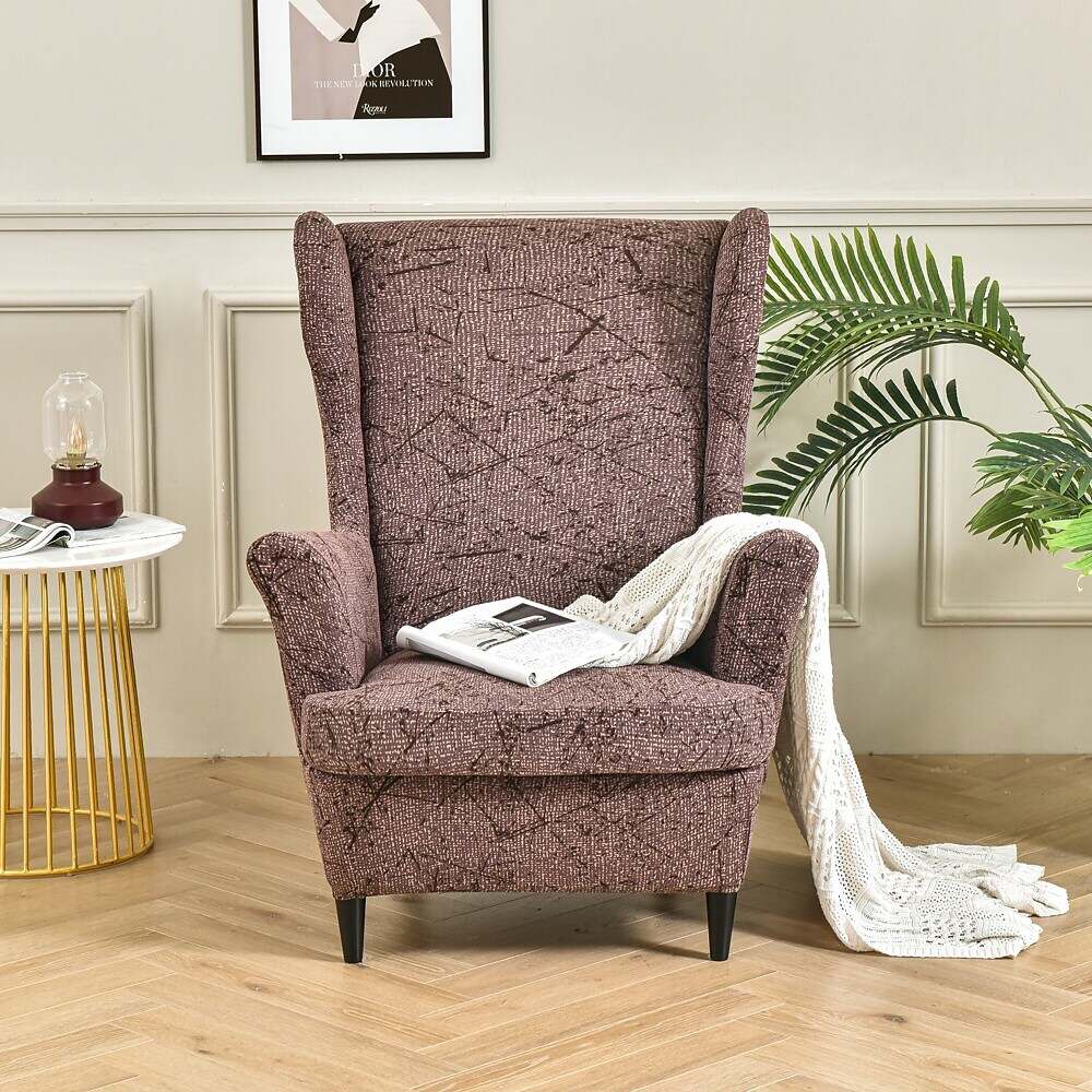 Stretch Wingback Chair Cover IKEA STRANDMON with Seat Cushion Cover