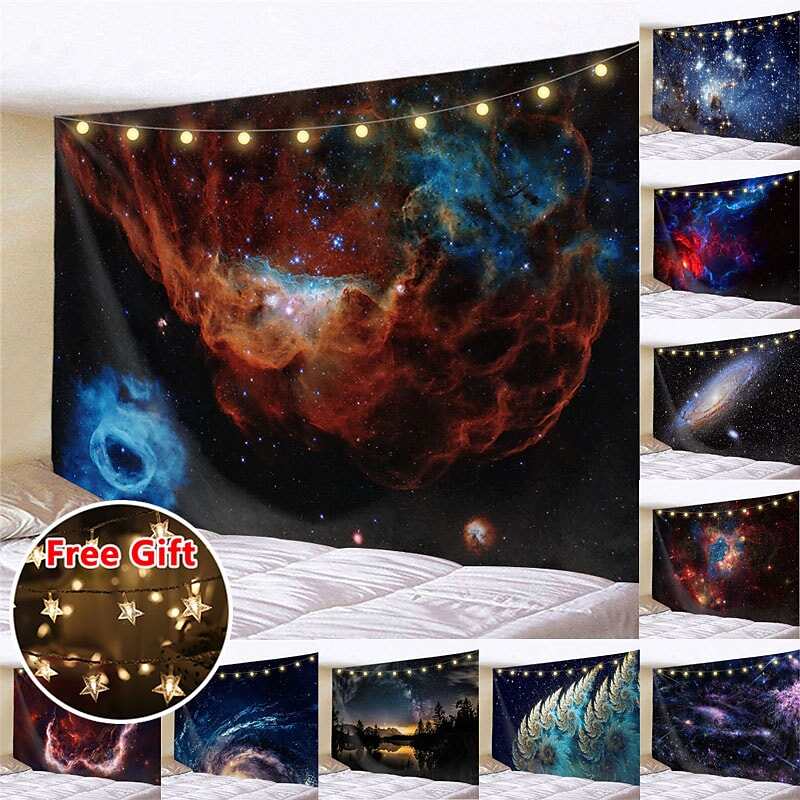 Landscape LED Lights Wall Tapestry Art Decor Galaxy Universe Print