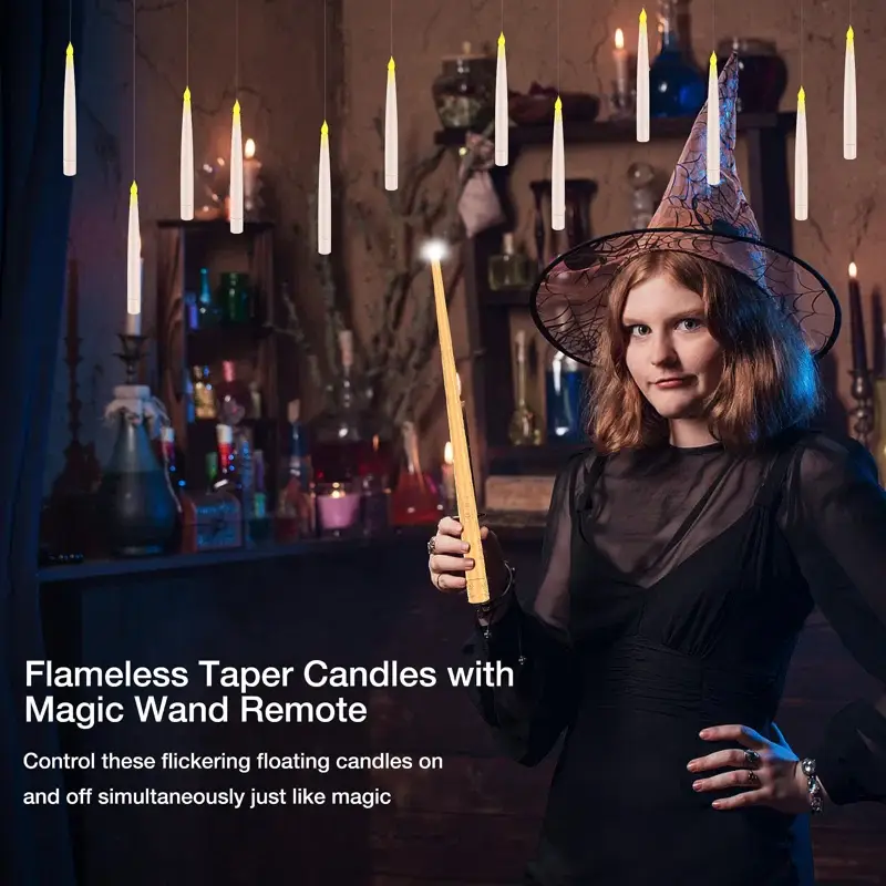 Flameless Candles With Magic Wand Remote For Halloween Decor, 6.6