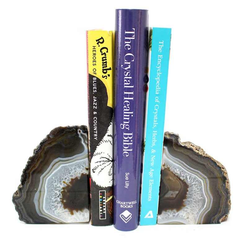 Geode Book end Natural Agate Bookend Pair - 1 to 3 lb - Geode Bookend - Home Decor - Crystal and Stones BKE