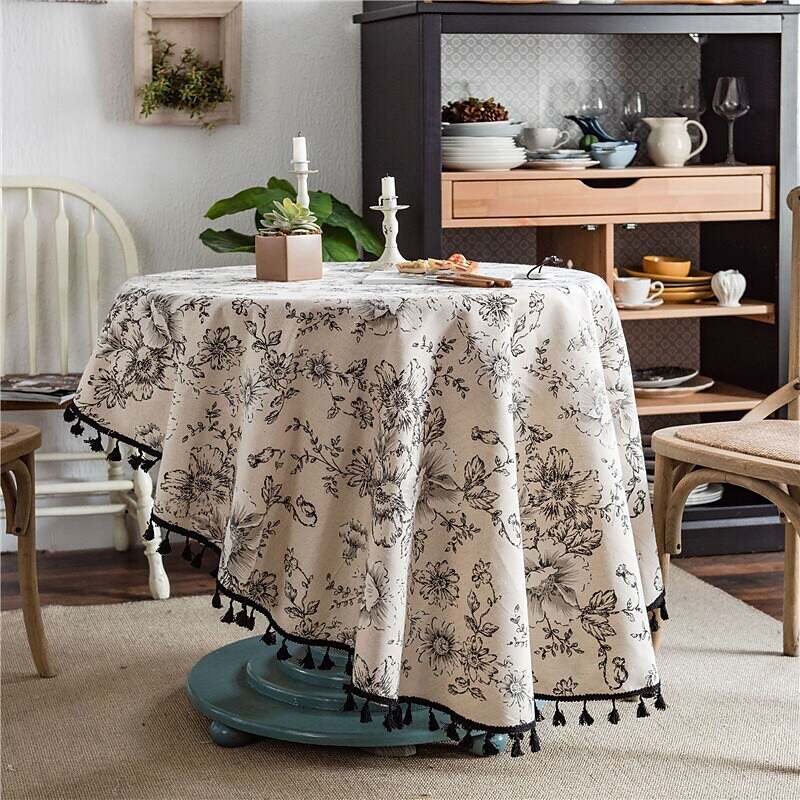 Farmhouse Style Pastoral Tablecloth Cotton Linen Fabric Table Cloth