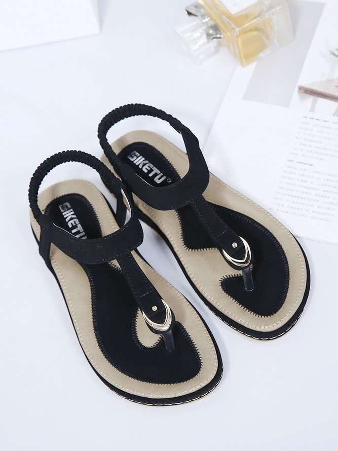 Women's Beach Metal Buckle Trim Flip-On Sandals