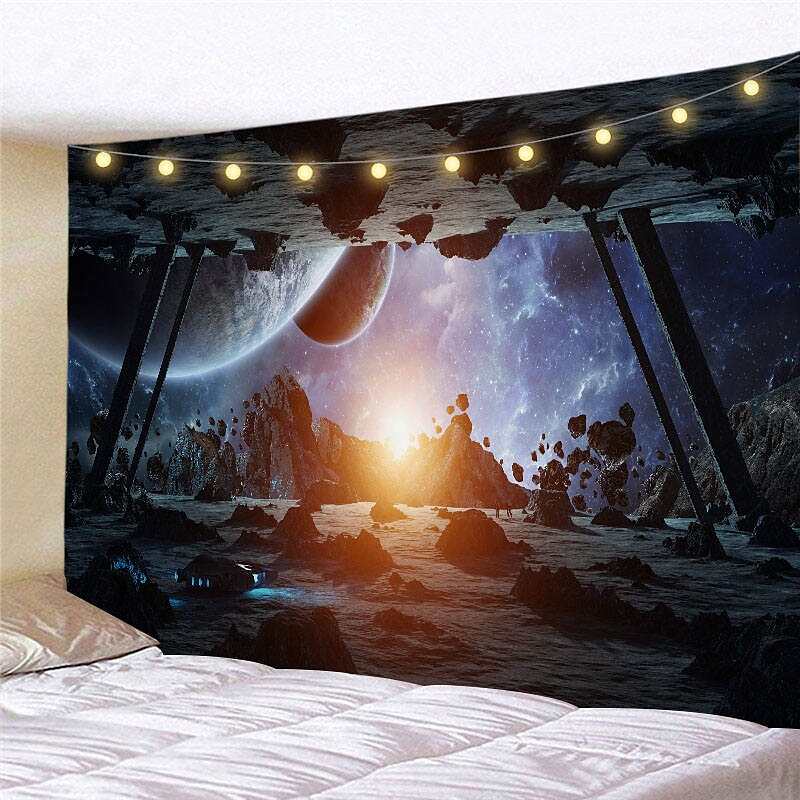 Landscape LED Lights Wall Tapestry Art Decor Galaxy Universe Print