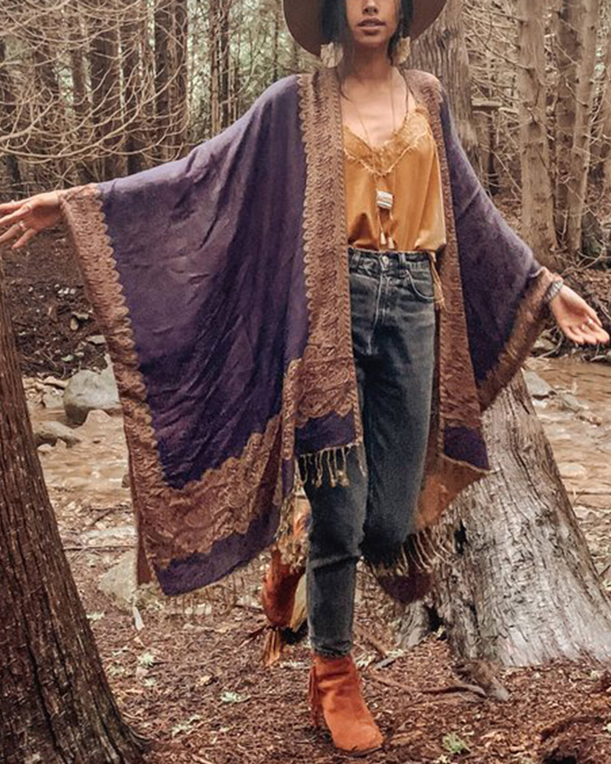 Vintage loose tassel long cardigan