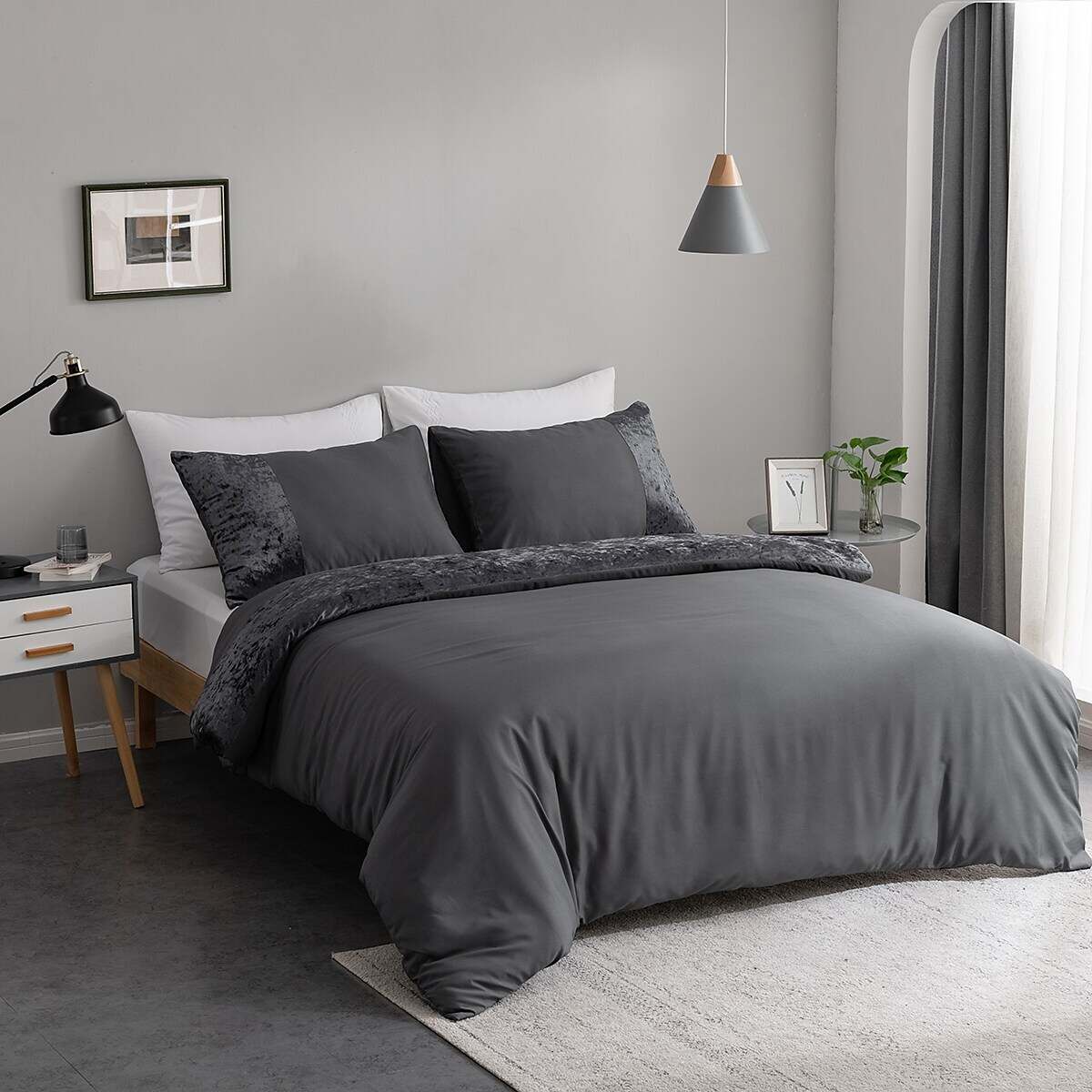 Grey Duvet Cover Set Quilt Bedding Sets Comforter Cover