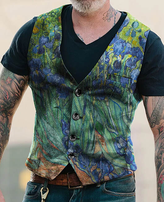 OK Casual Floral Print Single Breasted Blazer Vest