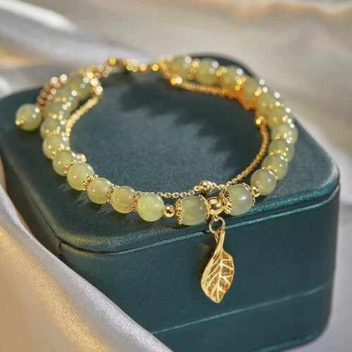 Last Day BUY 1 GET 1 FREE --Lucky Wada Jade gold leaf bracelet