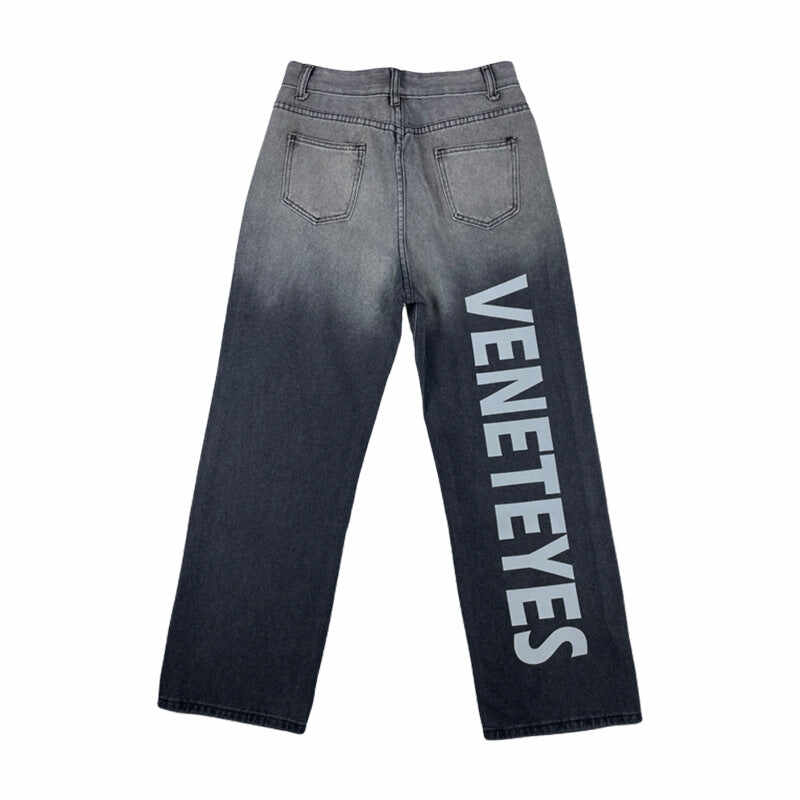 Tide Brand Ins Retro Letters Jeans