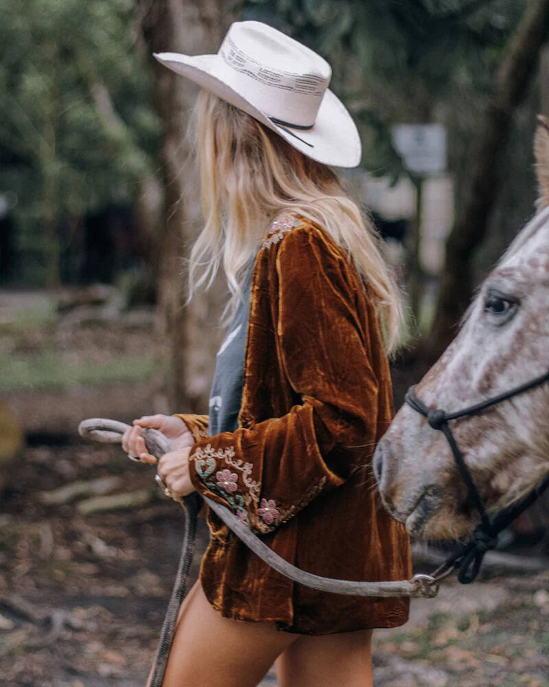 velvet embroidered cardigan jacket