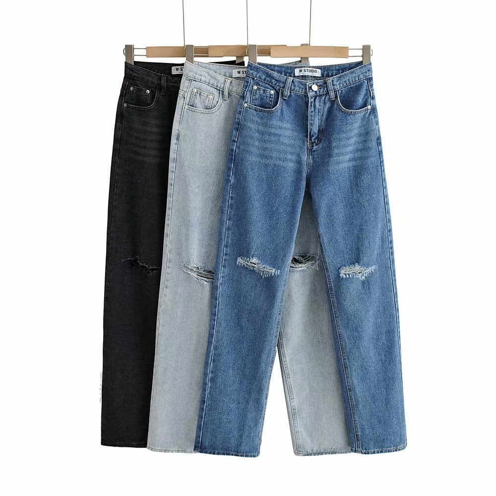 Rolled Edge Mopping Jeans