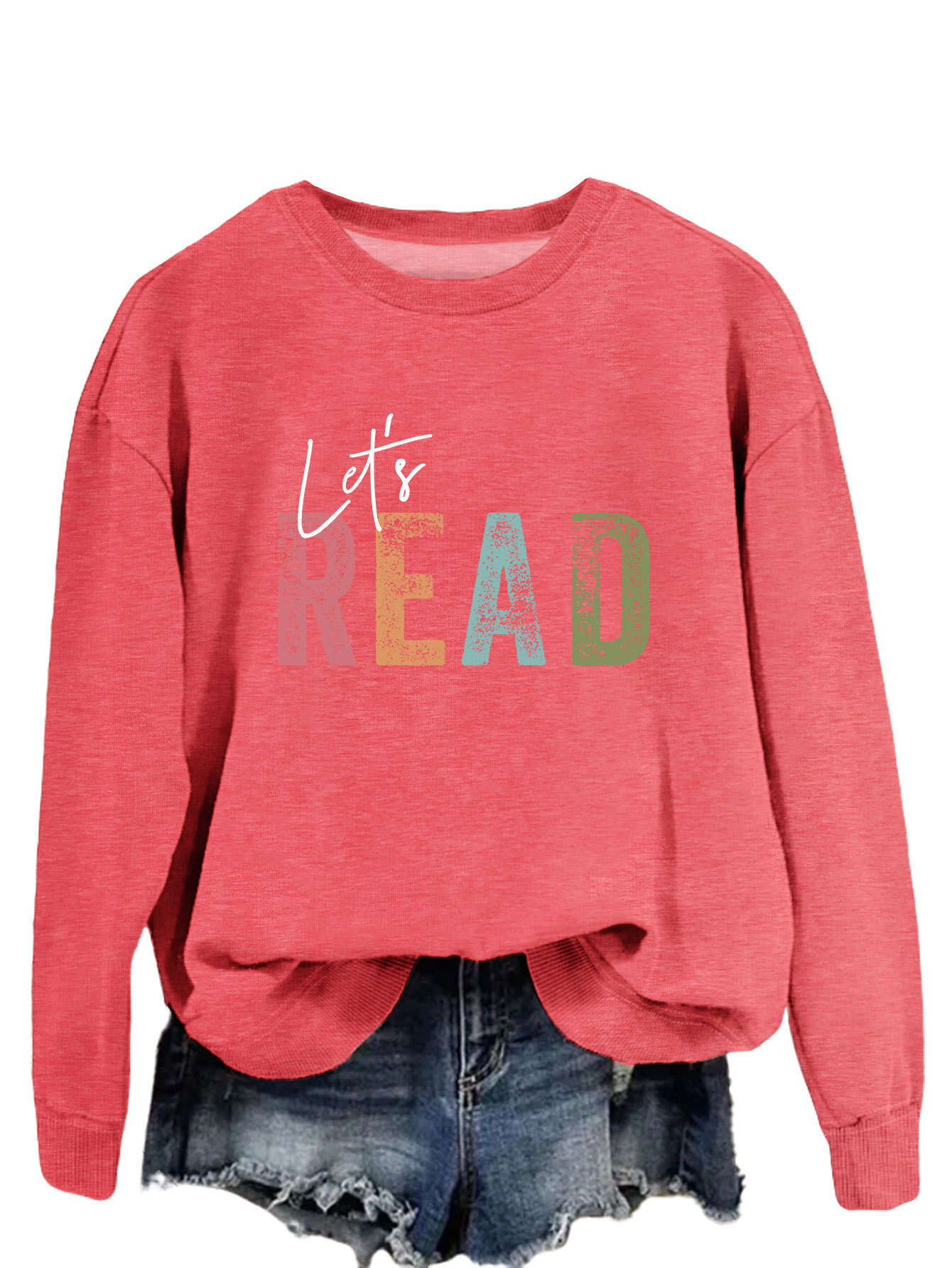 Letter Fashion Women's Sweater Printed Round Neck Long Sleeve- Buy 3 and get free shipping