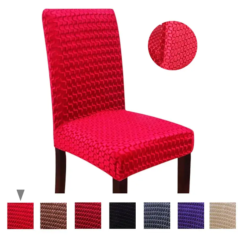 Stretch Spandex Jacquard Velvet Dining Chair Cover