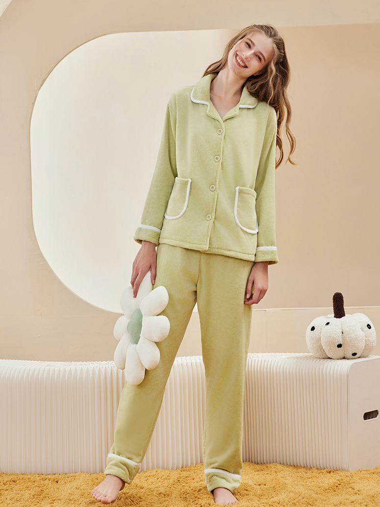 Regular Fit Casual Plain Shawl Collar Couple Pajama Set