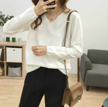 Solid Color Long-sleeved Sweater