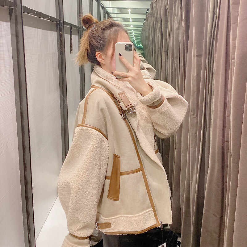 Simple Stitching Zipper Jacket Women