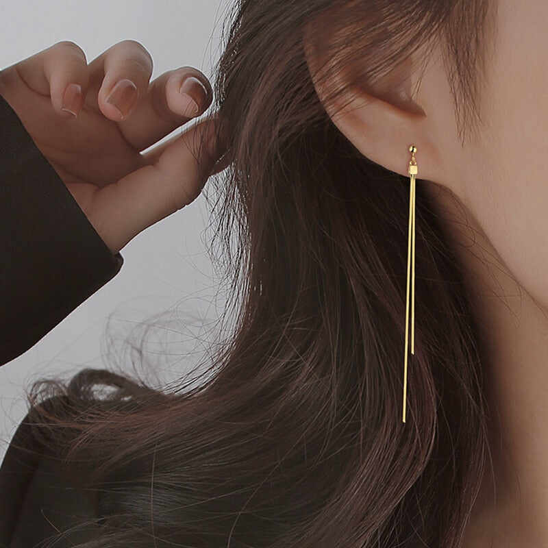 Vintage Long Tassel Geometric Square Drop Earrings For Women Korean Long Thread Dangle Earring Fashion Jewelry Oorbellen Brincos