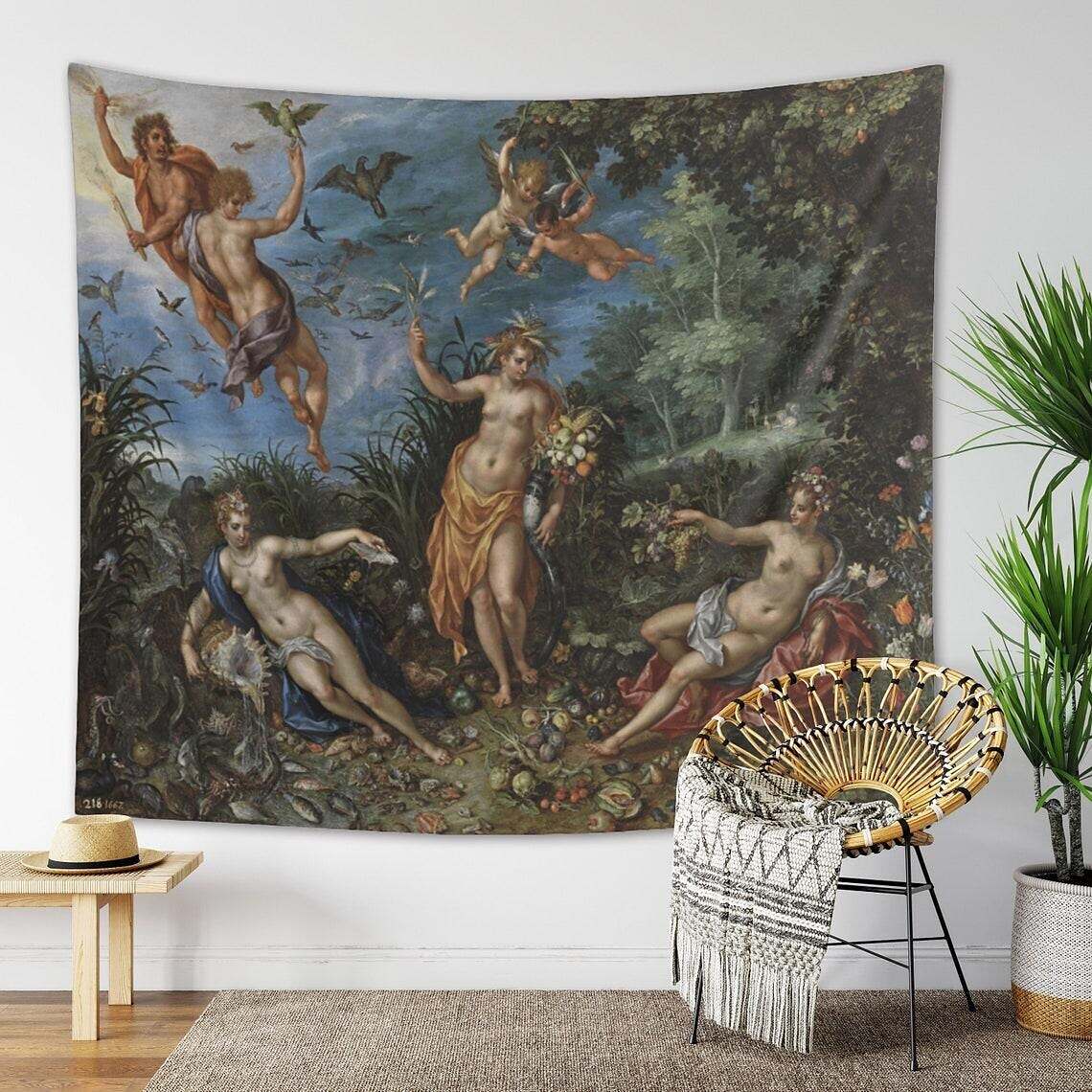 Medieval Painting Wall Tapestry Victoria Art Decor