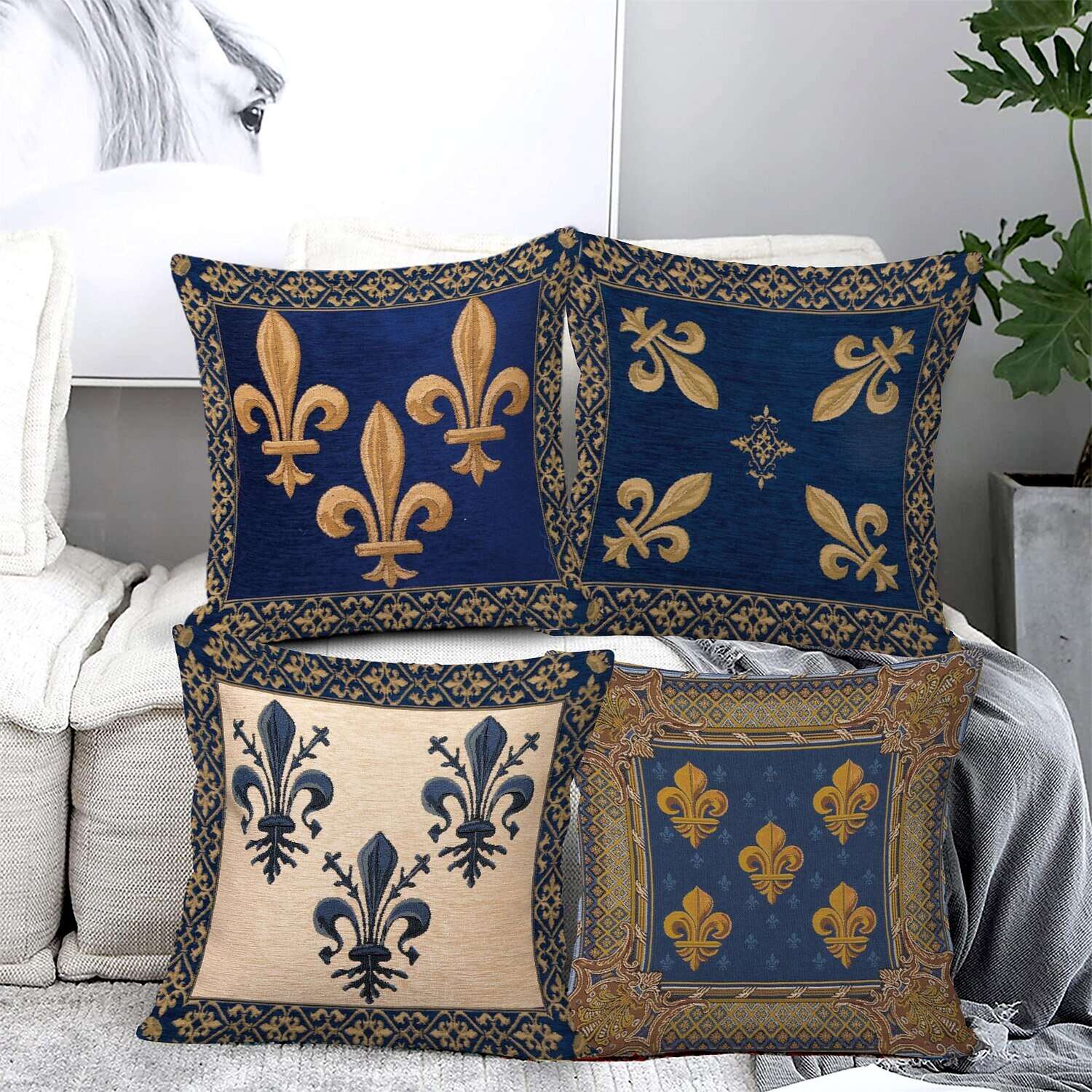 Fleur de Lis Double Side Pillow Cover 4PC Soft