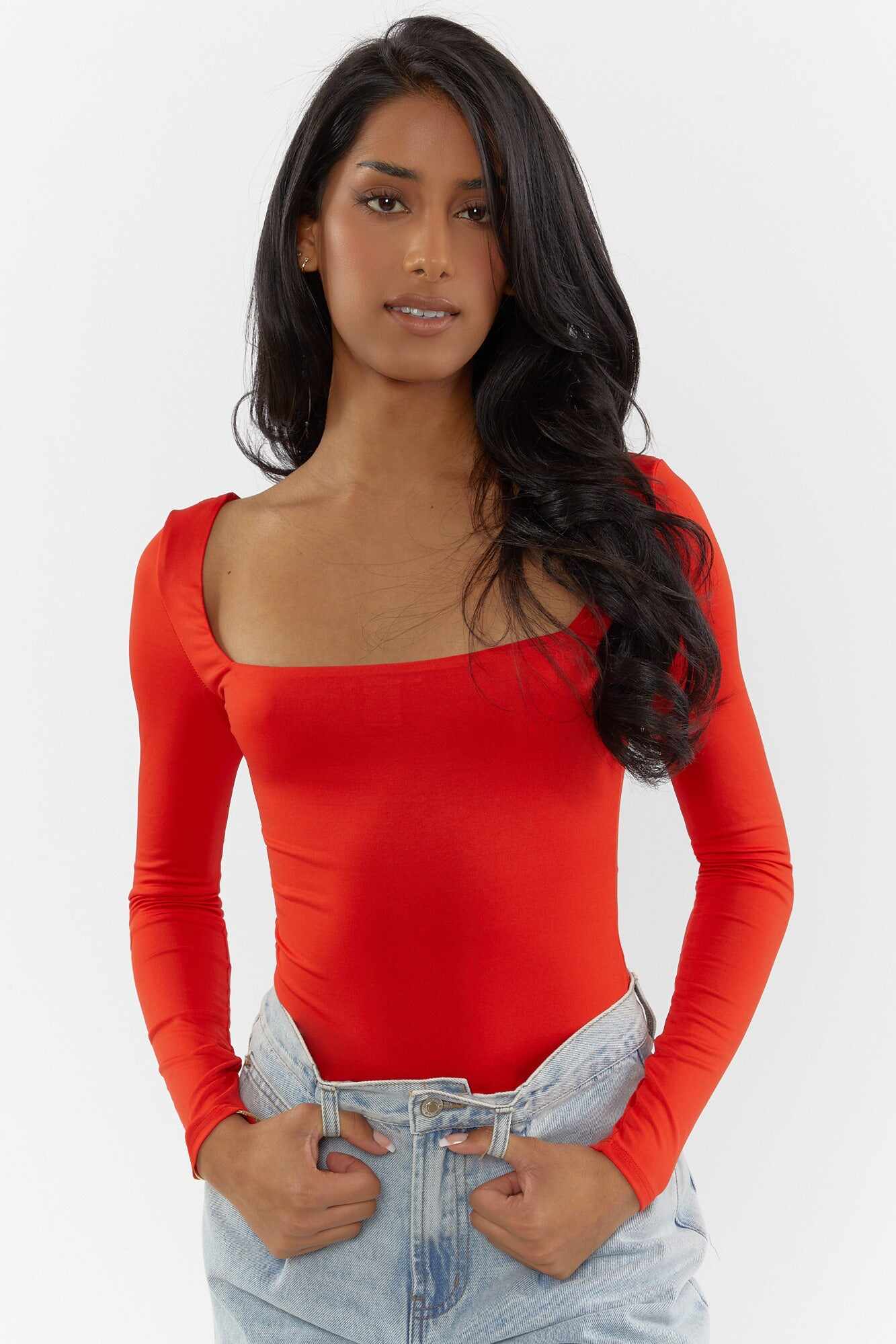 Women Apparel | Square-Neck Bodysuit Red Forever21 - DC33766