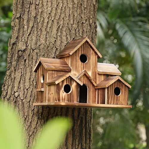 Last Day 50% OFF6 Hole Handmade Natural Bird House for Backyard/Courtyard/Patio Decor