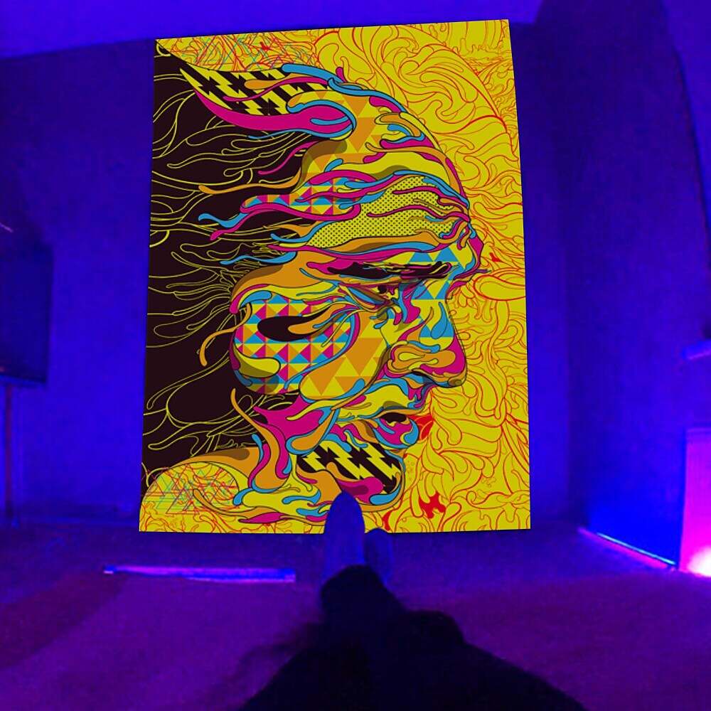 Blacklight UV Reactive Trippy Wall Tapestry