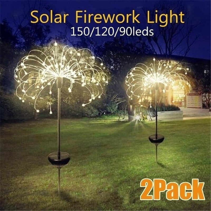 【Free Shipping】2Pc New Ground Plug Solar Fireworks Light LED