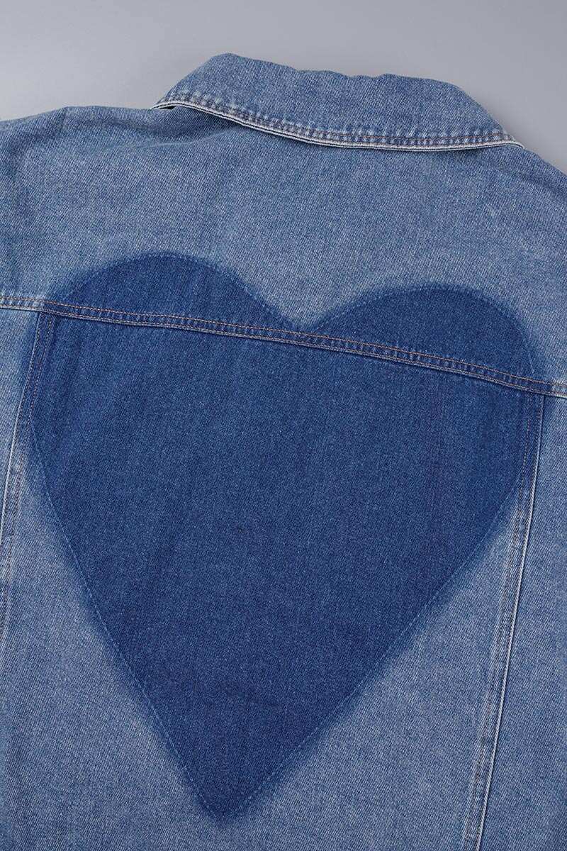 Blue Casual Color Lump Solid Hollowed Out Buttons Metal Accessories Decoration Turndown Collar Long Sleeve Regular Denim Jacket
