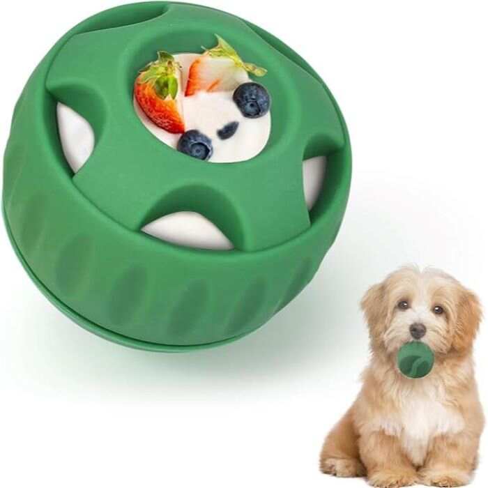 Dog Chew Toys for Puppies and Treat Trays, Long-Lasting Refillable Treat Toys and Silicone, Dog Treat Molds, Reusable, Dishwasher Safe, Suitable for Small and Medium Dogs 10-25 lbs toy for green ball toy dog toys