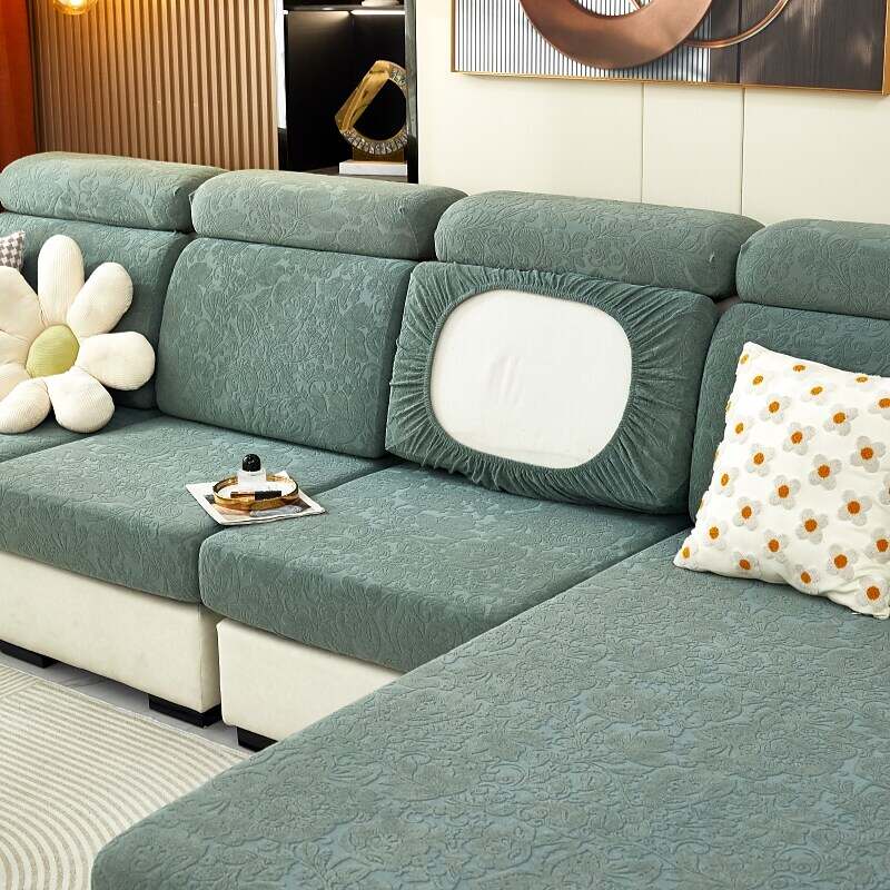 Stretch Sofa Seat Cushion Cover Slipcover Elastic Couch Sectional Armchair Loveseat 4 or 3 Seater L Shape Solid Soft Durable Washable