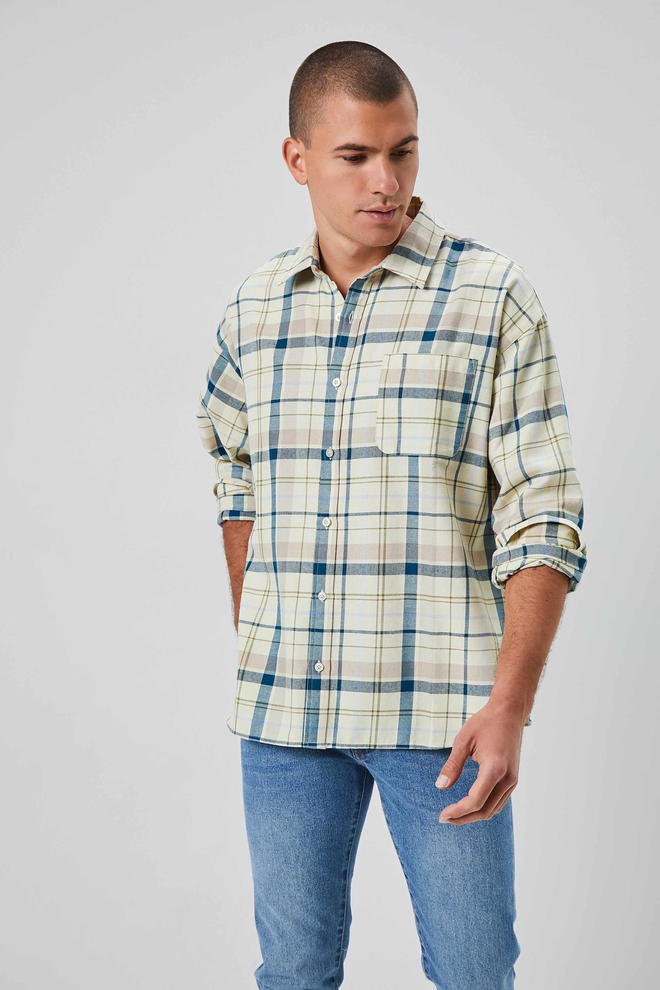 Men Apparel | Plaid Linen-Blend Shirt Taupe Forever21 - NP82776