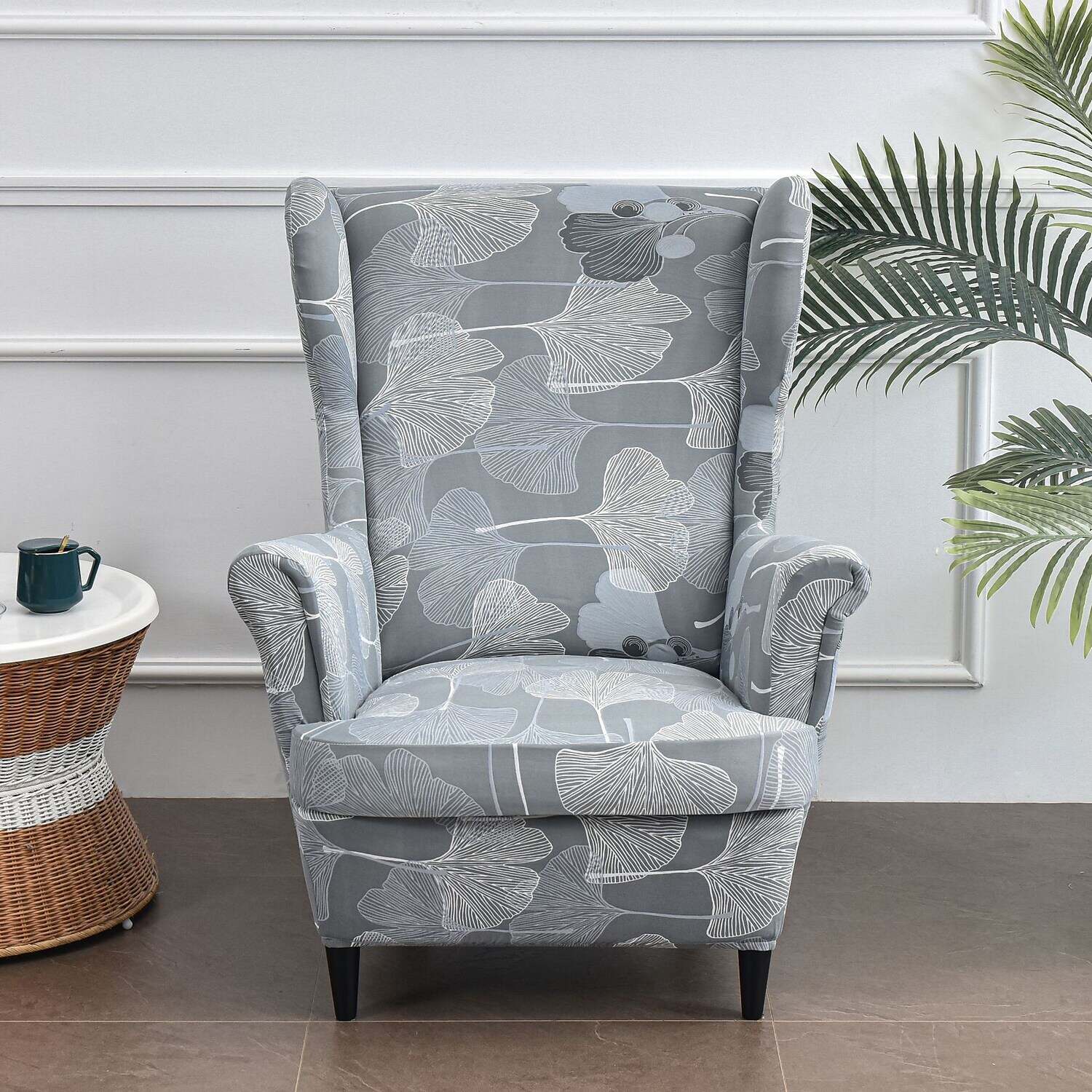 Wing Chair Slipcovers with Seat Cushion Cover