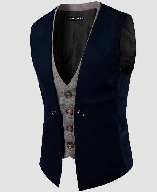 Casual Plain Fake Two Pieces Single Breasted Blazer Vest