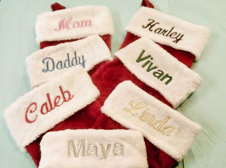 1 Day Processing ,Old Fashion Monogrammed Plush Red & White Christmas Stockings, Personalized  Embroidered  Christmas Stockings Embroidered