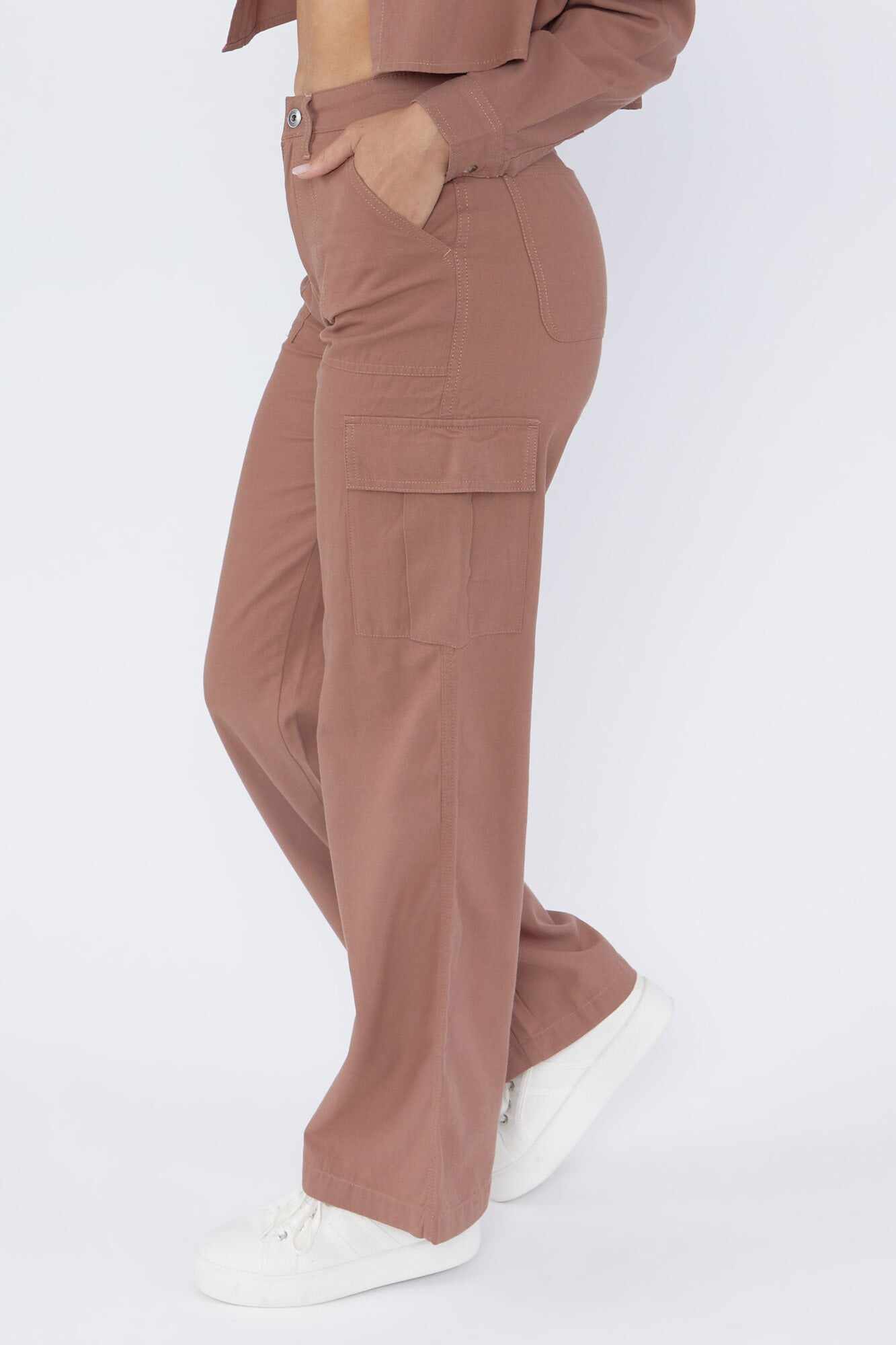 Women Apparel | Tencel Cargo Wide-Leg Pants White Forever21 - SH01447