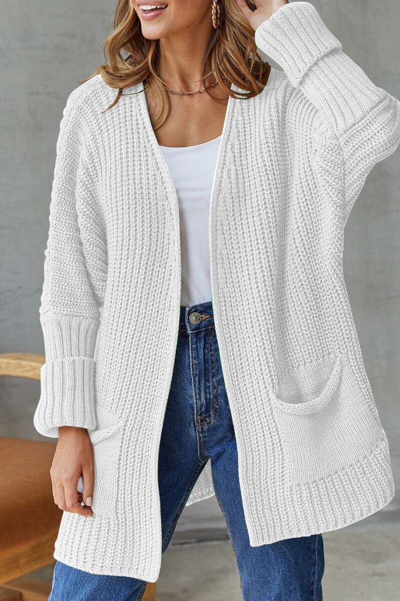 White Casual Solid Patchwork Cardigan Outerwear