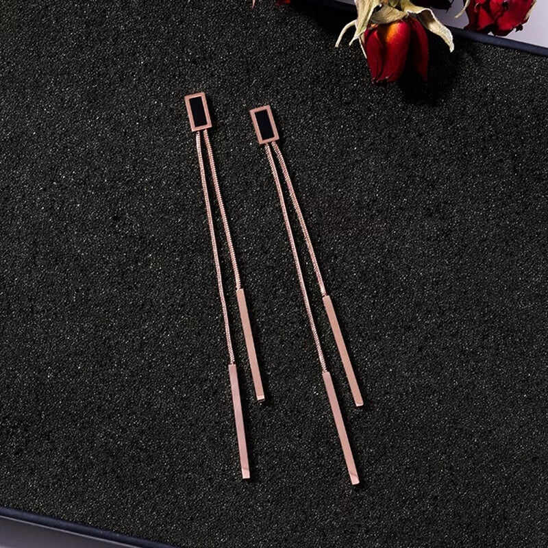 Vintage Long Tassel Geometric Square Drop Earrings For Women Korean Long Thread Dangle Earring Fashion Jewelry Oorbellen Brincos