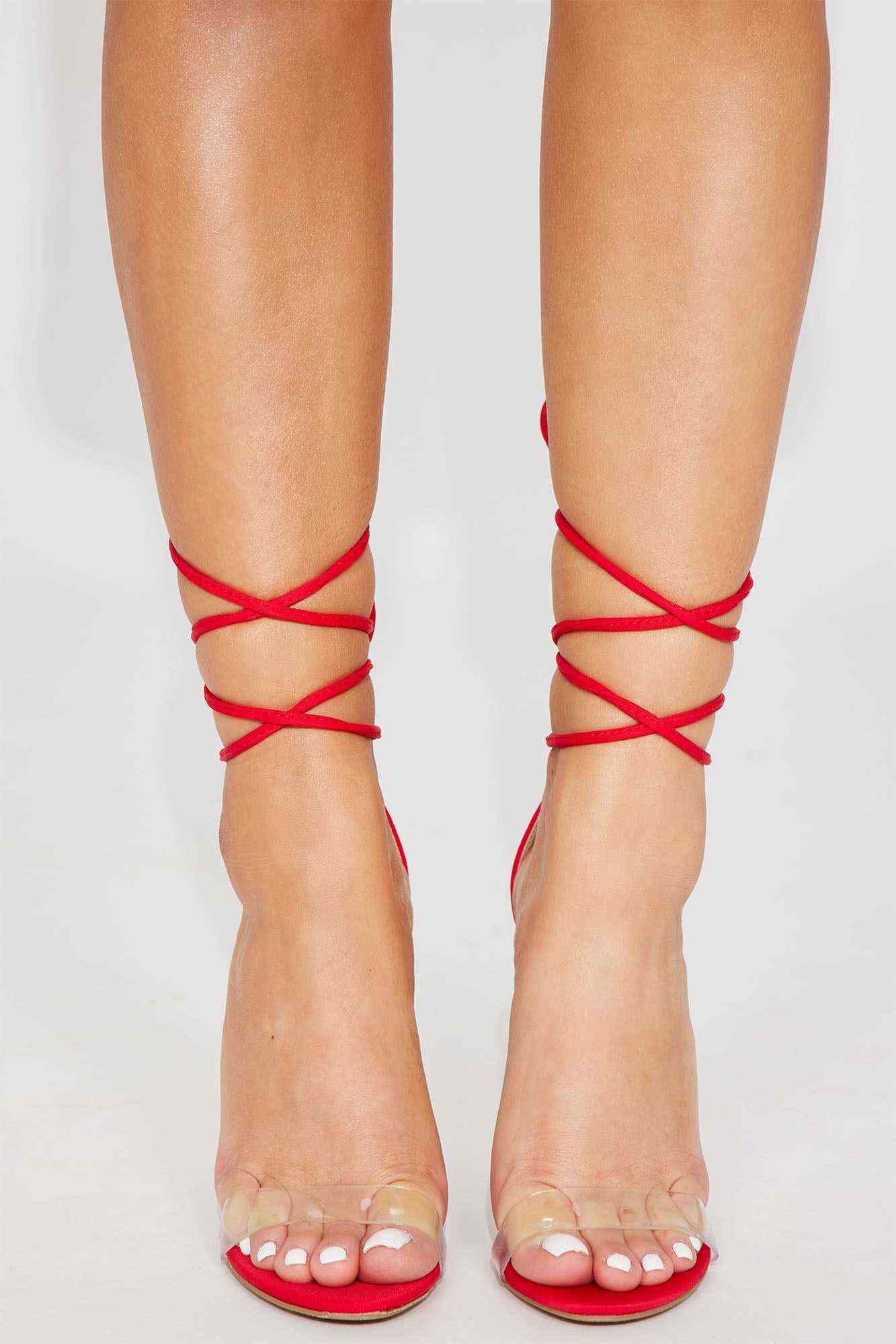 Marceline Embellished Heeled Sandals   Red