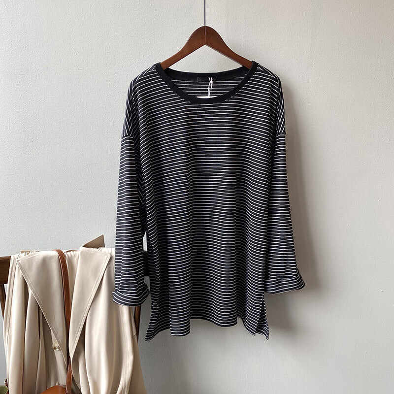 Striped top with split T-shirt