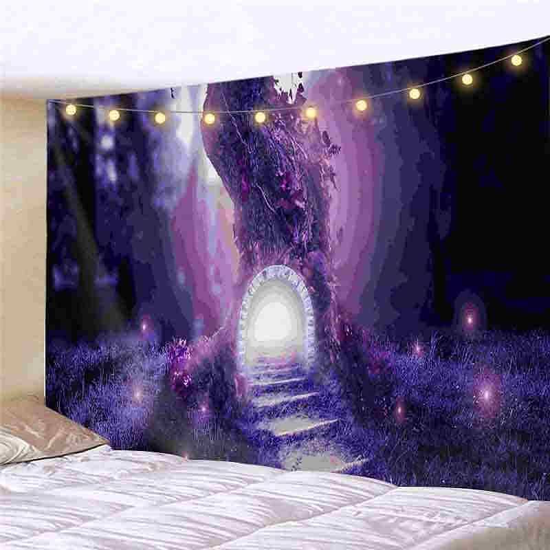 Landscape LED Lights Wall Tapestry Art Decor Forest Animal Print