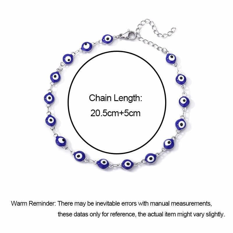 Stainless Steel Evil Eye Anklets For Women Enamel Round Leg Chain Blue Evil Eye Anklets Bracelet Summer Beach Foot Jewelry Gift