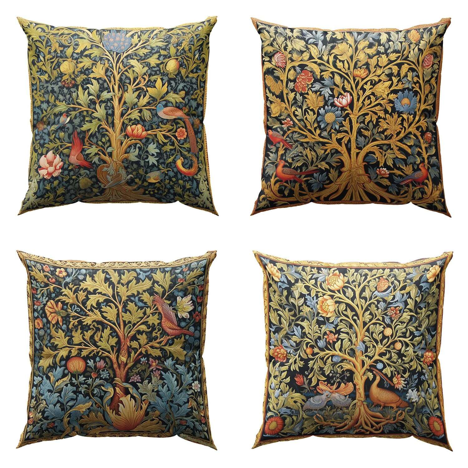 Tree of Life Double Side Pillow Cover 4PC Soft Decorative Square Cushion Case Pillowcase for Bedroom Livingroom Sofa Couch Chair