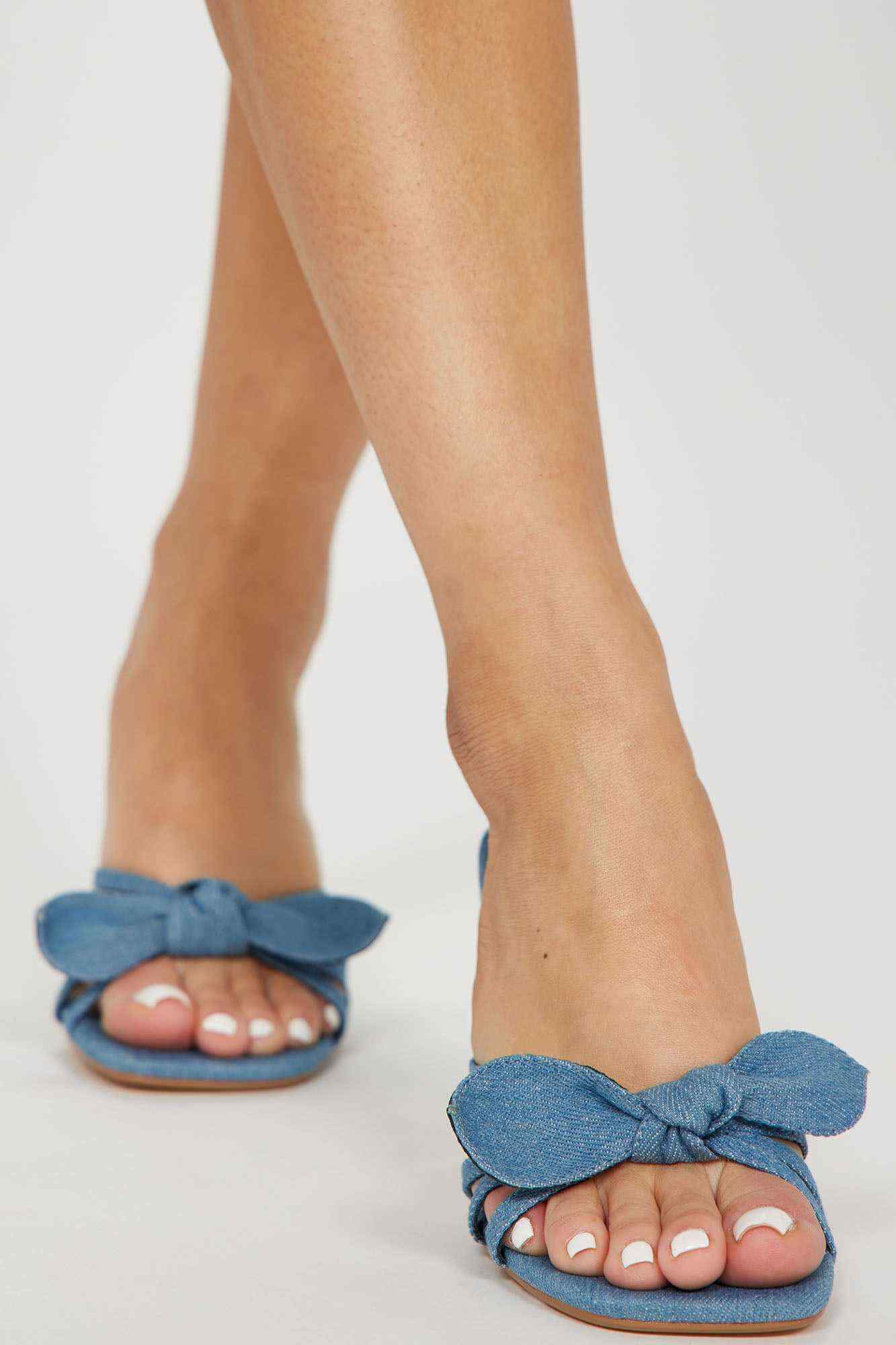 Cutting Corners Heeled Sandals   Denim