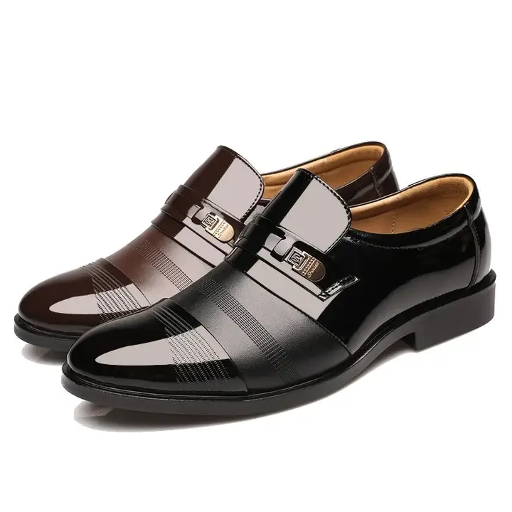 Men Cap Toe Pointed Toe Slip On Business Formal Shoes