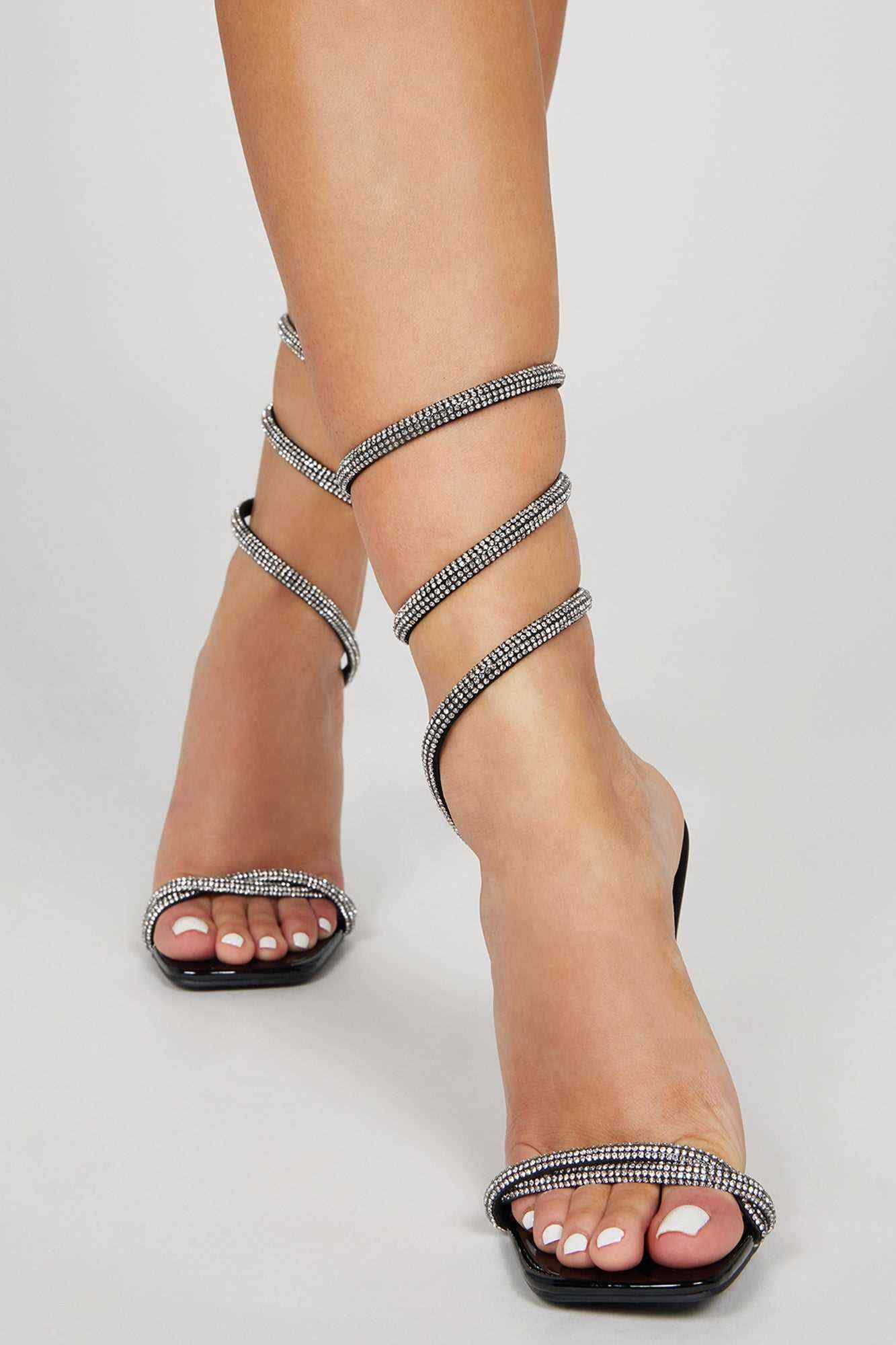 Overnight Party Strappy Heeled Sandals   Black