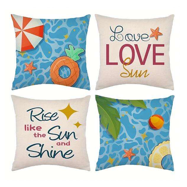 Summer Sunshine Floral Double Side Pillow Cover 4PC Soft