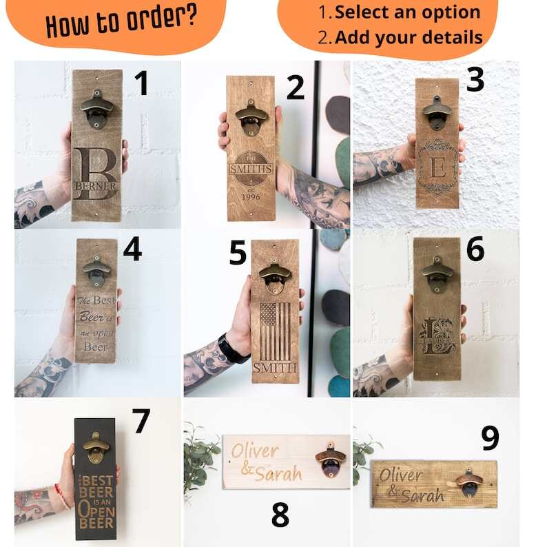 Wooden bottle opener, personalized wall bottle opener,  magnet bottle opener