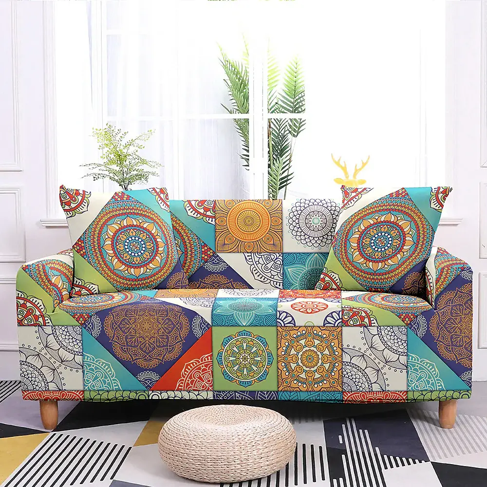 Stretch Sofa Cover Slipcover Boho/Flower Pattern AJ