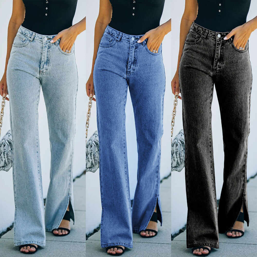 Casual Trousers Slit Wash Jeans